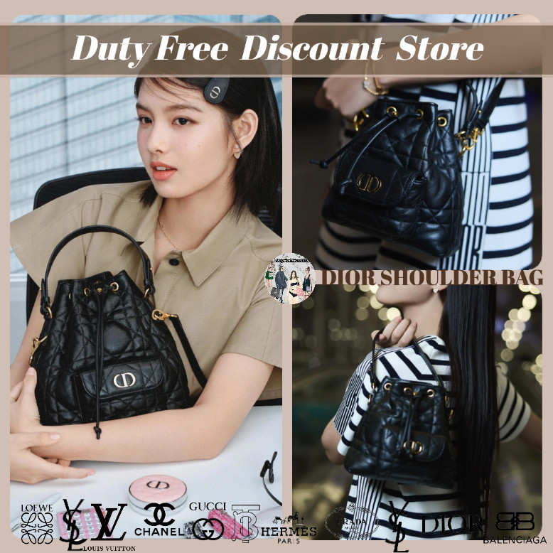 DIOR BARU XS Dior Caro Bucket Bag Bucket Bag Bucket Bag Untuk Wanita Garansi Dua Tahun Otentik