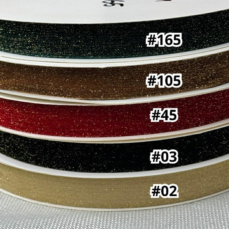 

1 YARD - 2 CM PITA BLUDRU GLITER HALUS | VELVET GLITER GOLD (6/8")