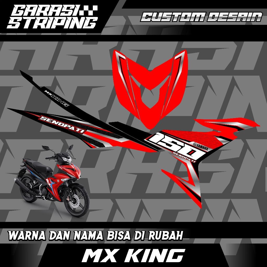 STRIPING CUSTOM VARIASI TRANSPARAN MX KING  STICKER VARIASI MOTIF TERBARU KEREN MERAH