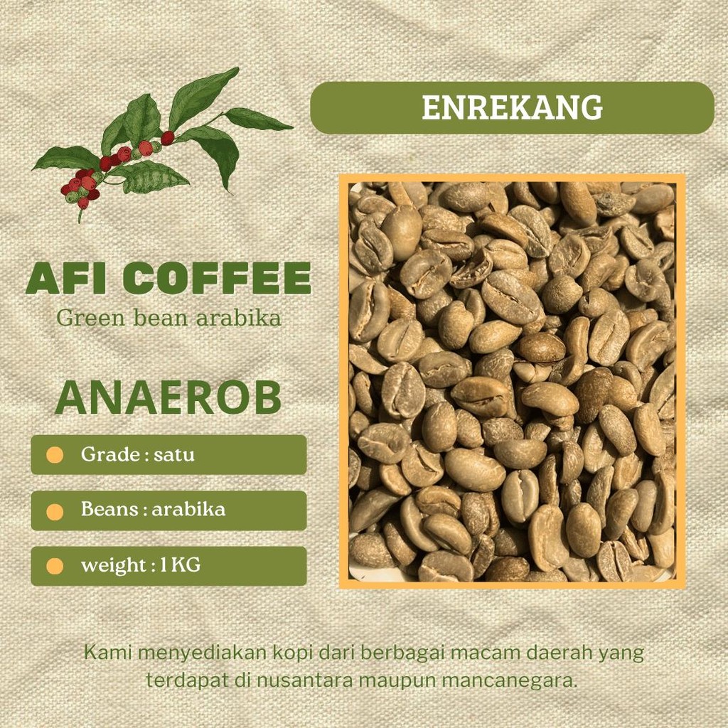 GreenBean Arabika Enrekang anaerob | biji kopi mentah 1kg