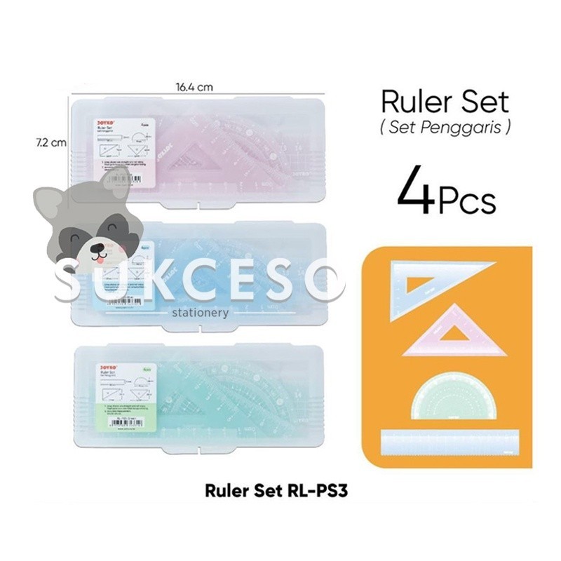 

Joyko Penggaris Busur Ruler Set RL-PS3 / Alat Ukur Set / Penggaris Busur Set Warna Murah Berkualitas
