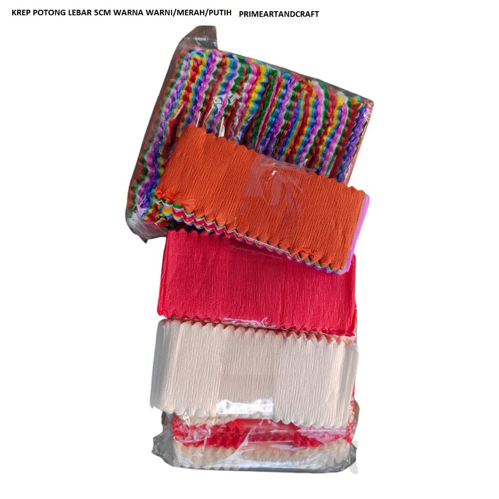

Kertas krep potong warna warni /merah/putih (levbar 5CM)