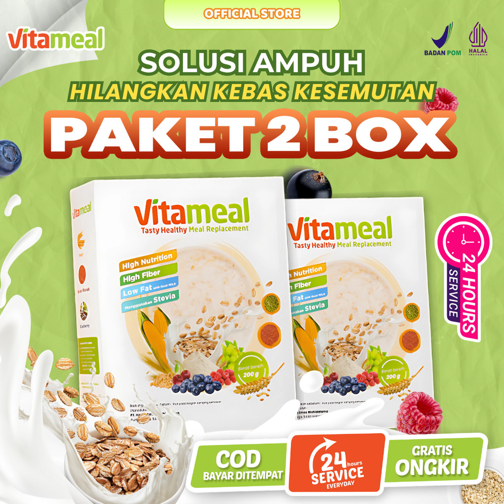

[ TERLARIS ] Vitameal Sereal Promo Paket 2 Box Diet Diabetes Multigrain Alami, Cocok untuk Pola Hidup Sehat & Penderita Gula VITAMILK KEBAS