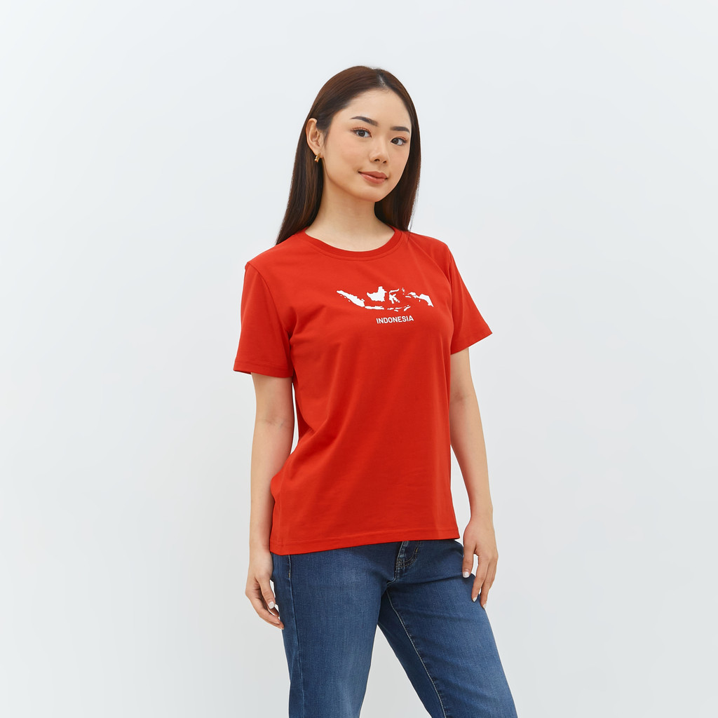 Geela Official - Torasi Red T-Shirt (G.7433) | Kaos Wanita