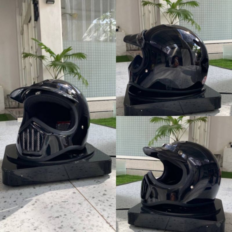 Helm JS Cakil SOLID | Original| GRATIS ONGKIR | Helm Retro | Full Face | Helm cross