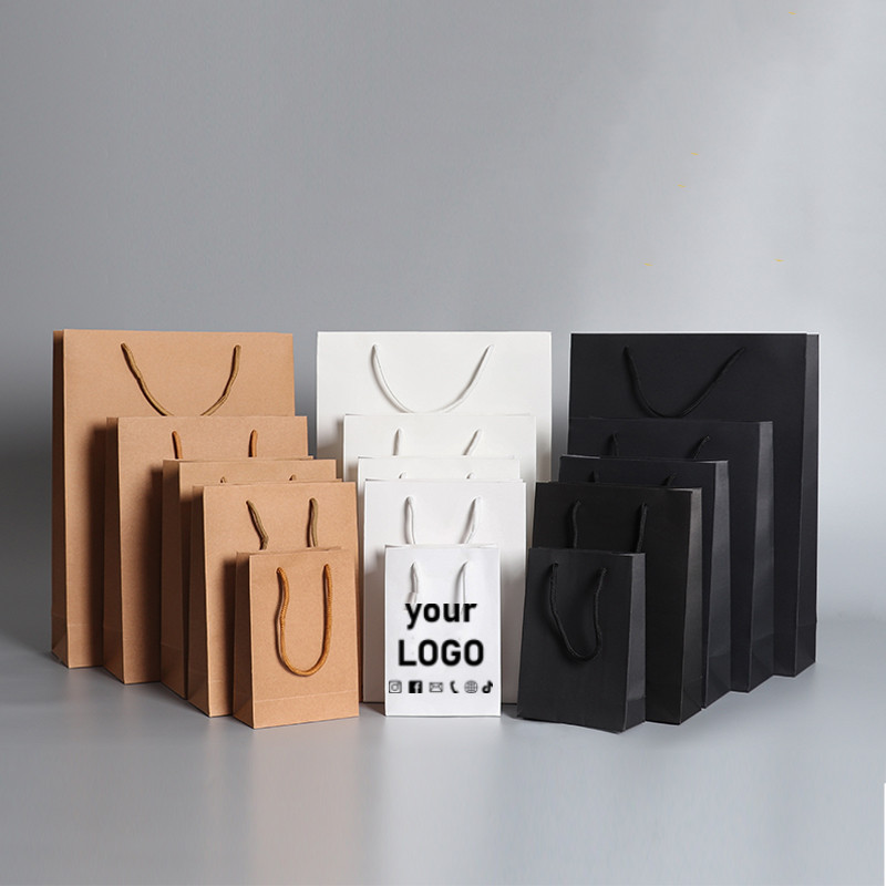 

10PcsCustomized clothing handbag gift bag thickened kraft paper bag shopping bag handbag packaging wholesale printing logo