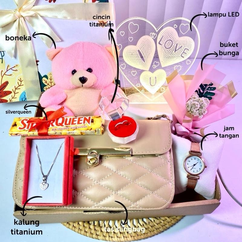 

❤️(PAKET TG COKSU) Hampers Kado Ulang Tahun Cantik Best Seller Boneka Buket