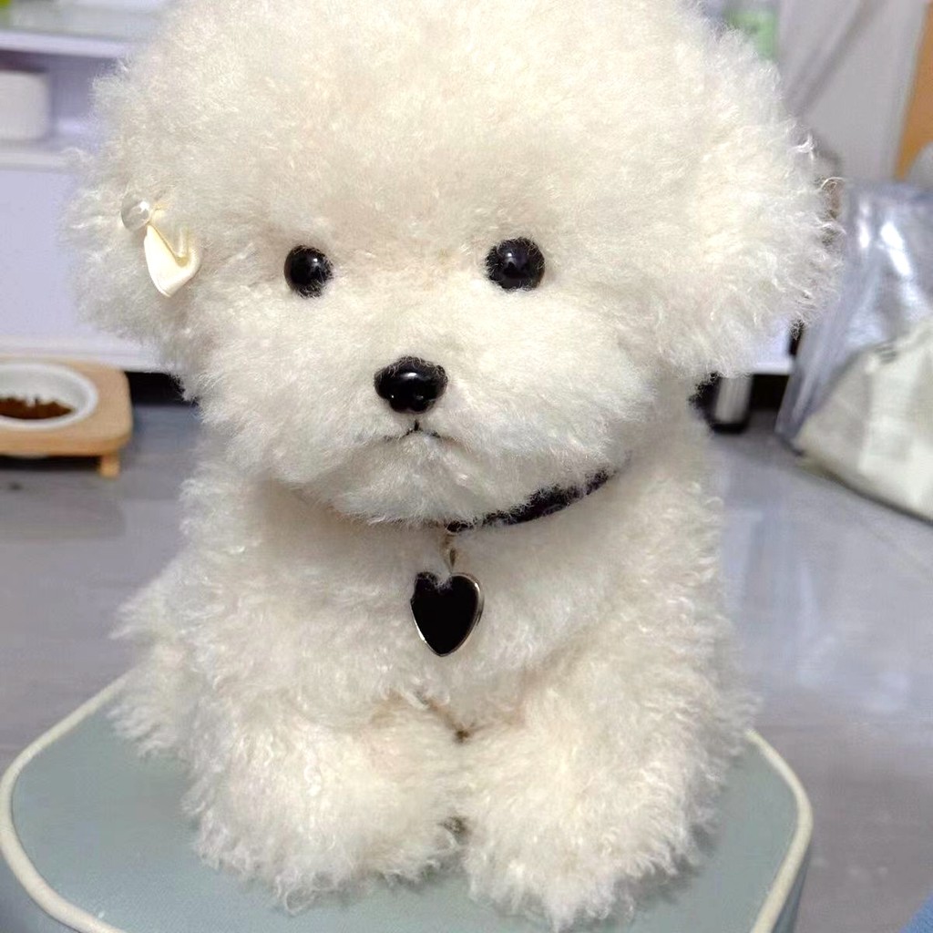 Cute Bichon Dog Plush Toys Simulation Curly Dog Kawaii Real Life Plush Stuffed Dolls Girl Kids Birth