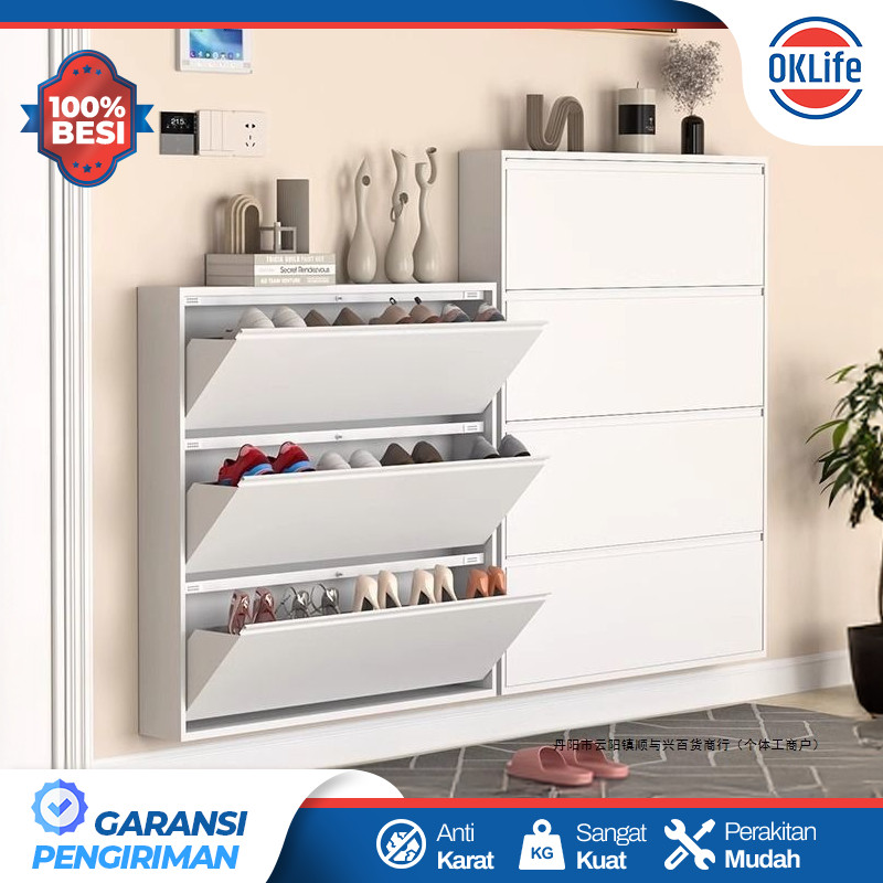 RAK SEPATU BESI LEMARI SEPATU SUSUN TERTUTUP RAK SEPATU BESI KUAT TEBAL RAK SEPATU BESI