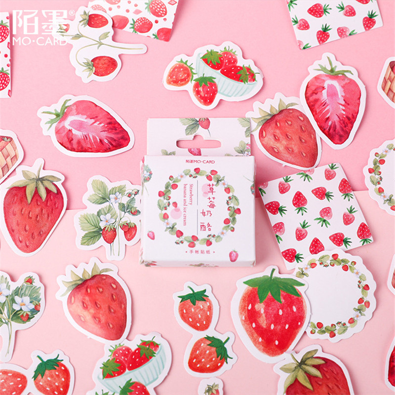 

45pcs/box Yummy Strawberry Decorative Stickers Scrapbooking Stick Label Diary Stationery Diy Fruit Album Stickers Kids Gifts