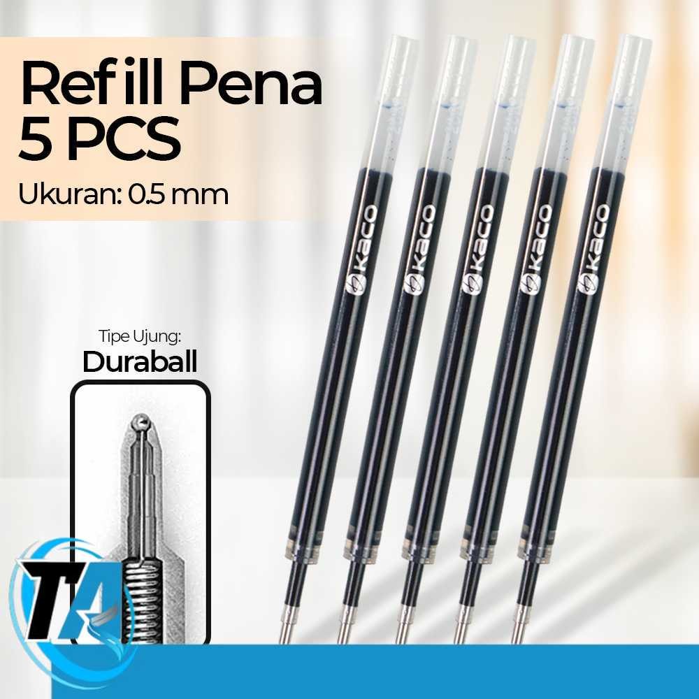 

Kaco Isi Refill Pena Pulpen Gel 0.5mm Tinta Hitam 5PCS for Kaco TURBO - K1618