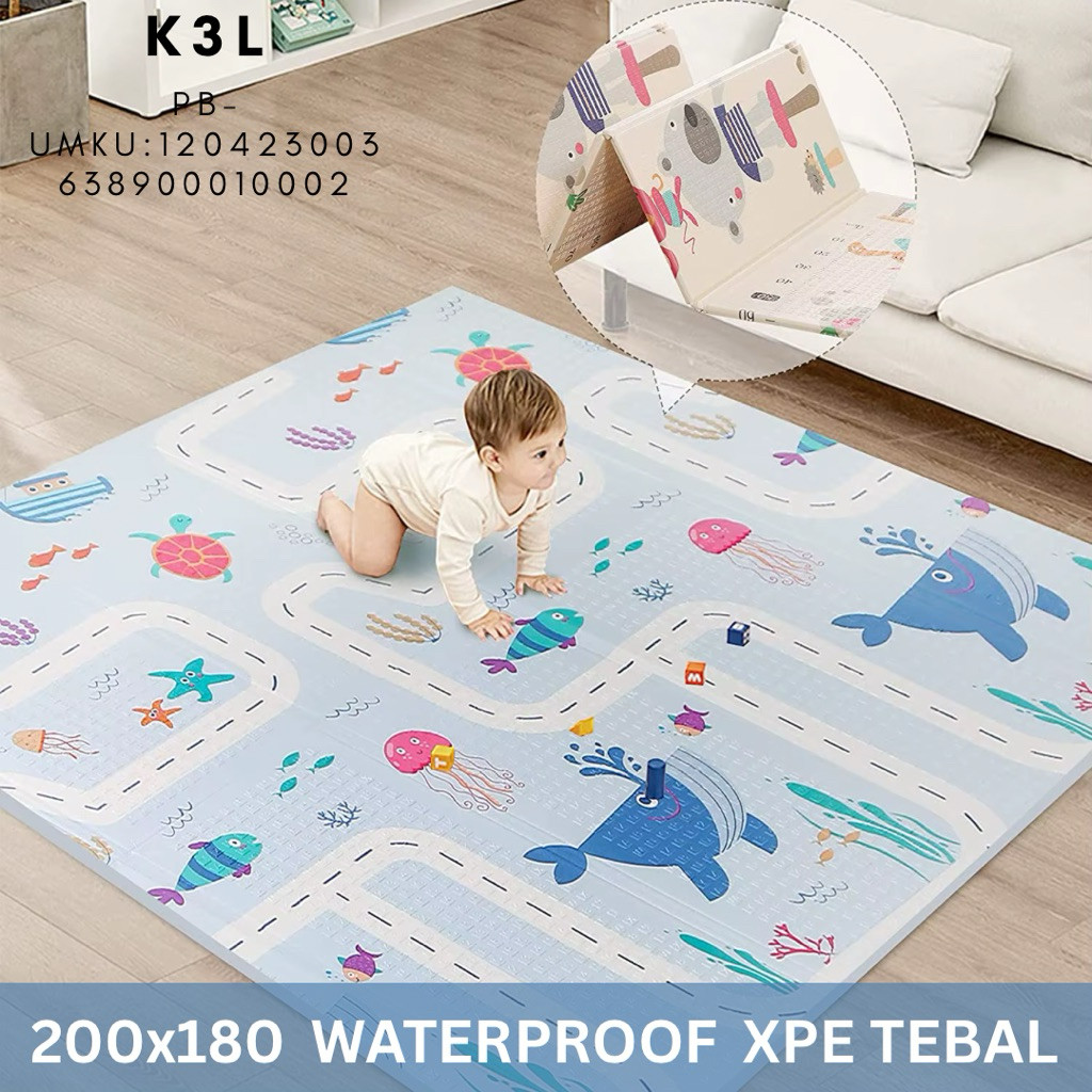 MER.SHOP Baby Playmat 200x180cm Karpet Busa Lipat Bermain Anak Tikar Bermain Bayi Anak