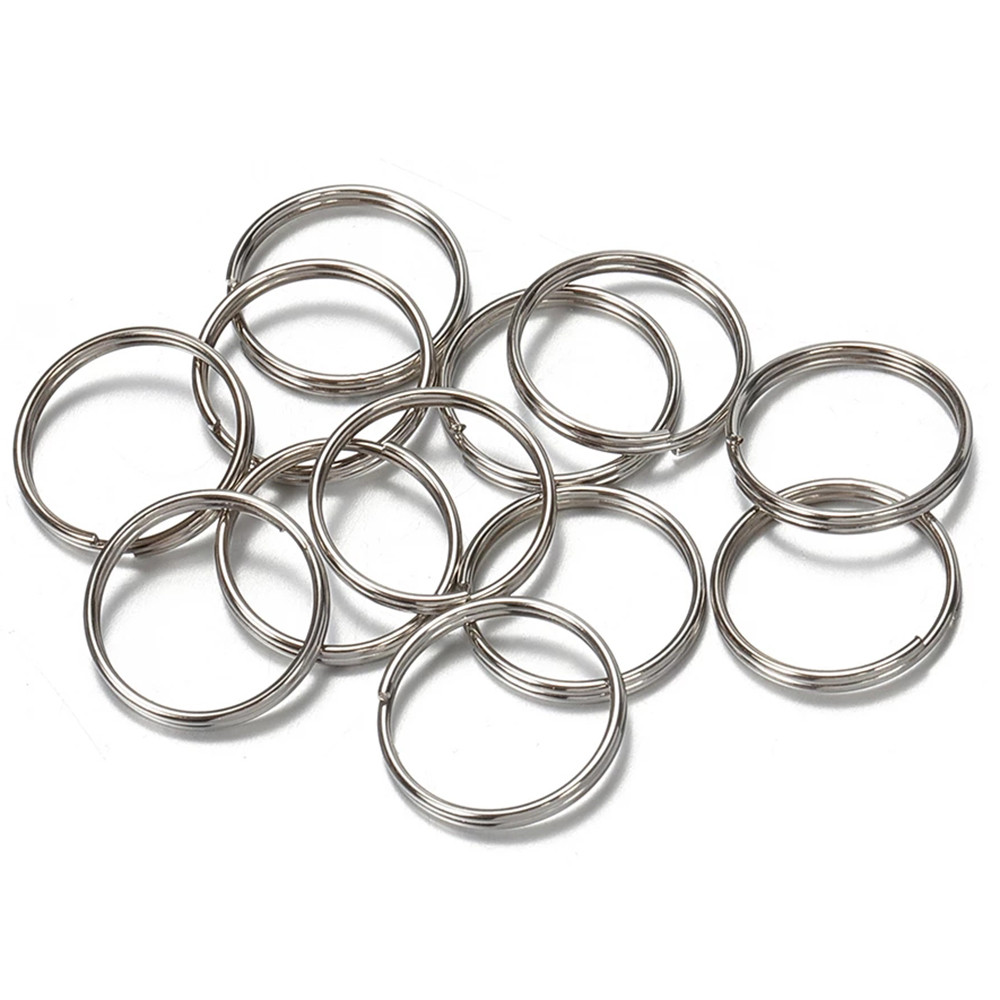 

50pcs 304Stainless Steel Key Ring Connector Findings for DIY Keychain Making 10/12/18/20mm Douple Loop Circle Bezel Accessories