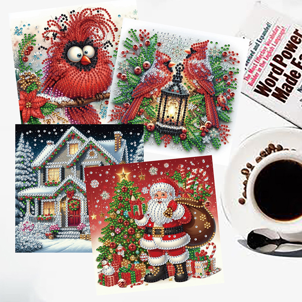 

12PCS DIY Rhinestone Diamond Art Mosaic Postcards Xmas Designs Diamond Art Greeting Cards Thank You Cards and Holiday Blessings