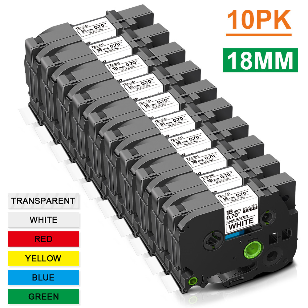 

10PK 18mm Replace Brother TZe Label Tape Cartridge tze-141 tze-241 tze-641 tze 241 Laminated Tape for Brother P-Touch Labeller