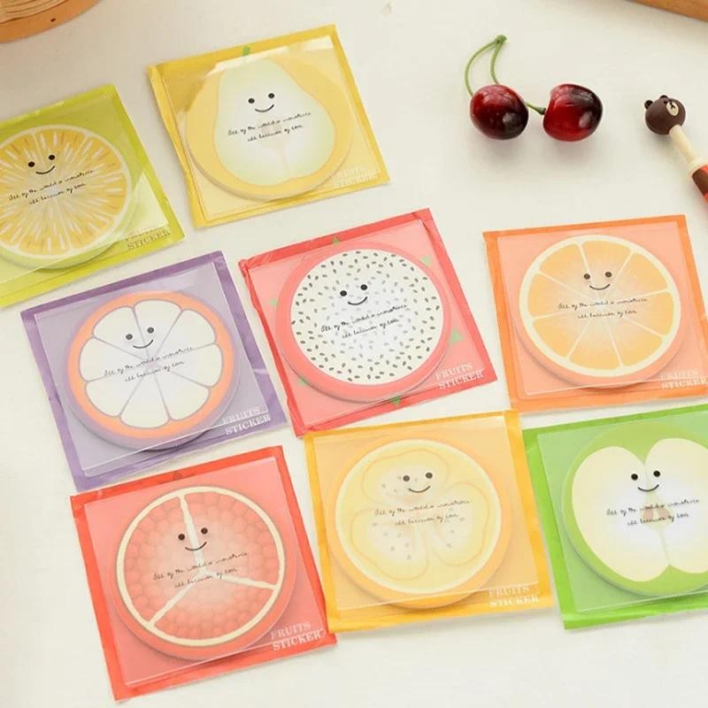 

1pcs round color fruit cross-sectional pattern sticky notes N times sticky notes 11 selected notes for writing notes