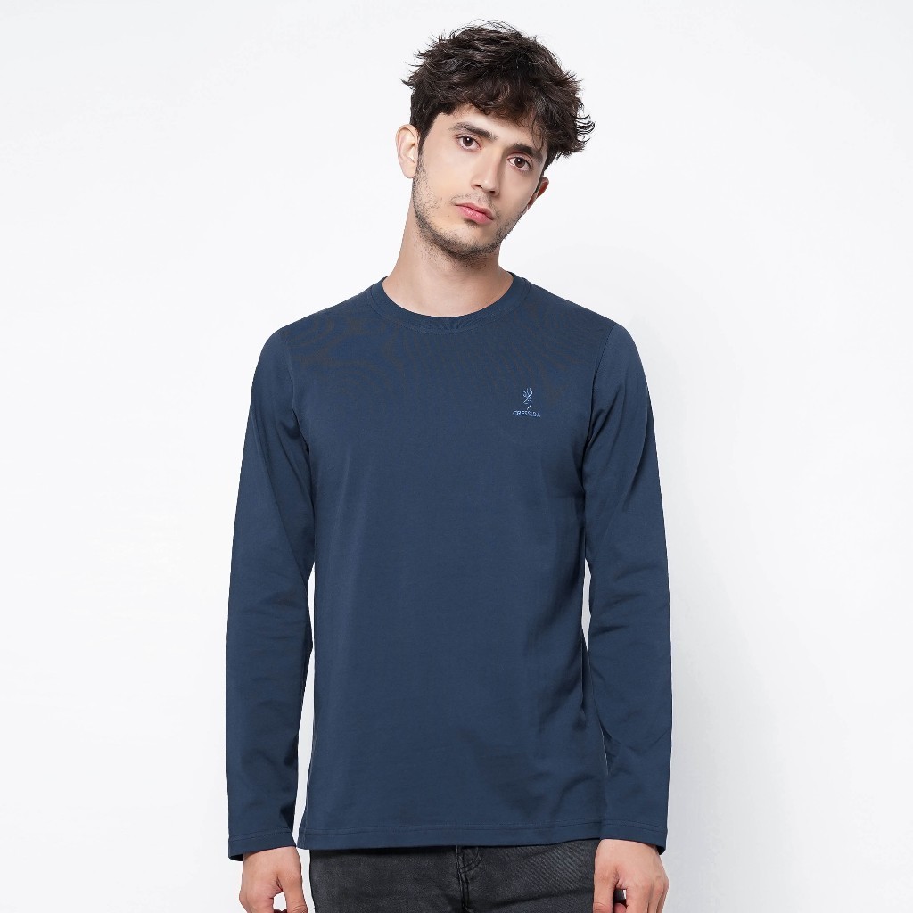 Cressida Kaos Lengan Panjang Pria - T-Shirt Longsleeve Polos Basic - CRJV.92010 Navy