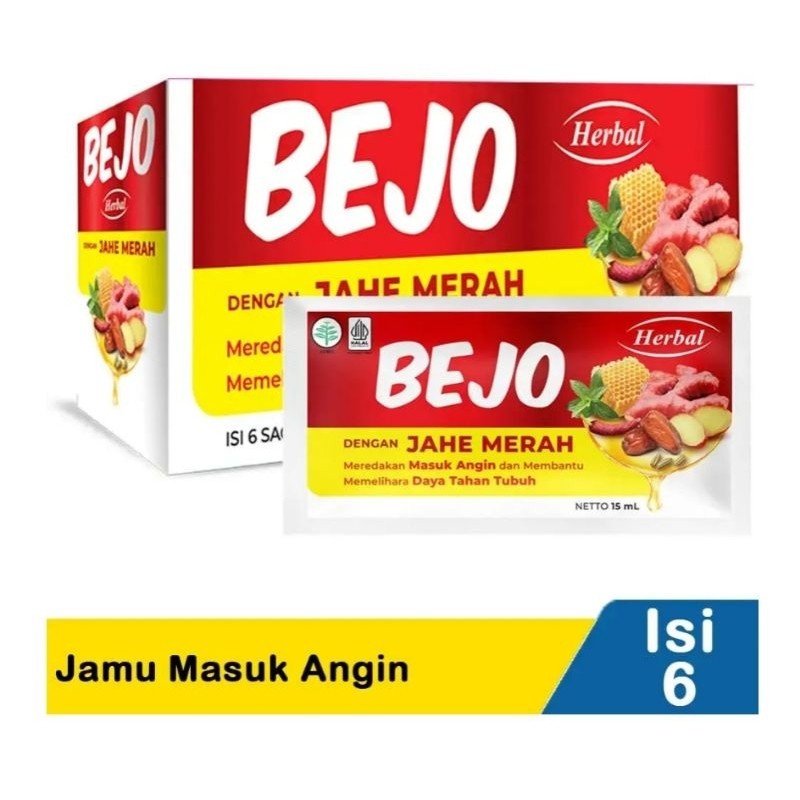 

Bejo Obat Herbal Masuk Angin Cair Jahe Merah Sachet 6 x 15ml