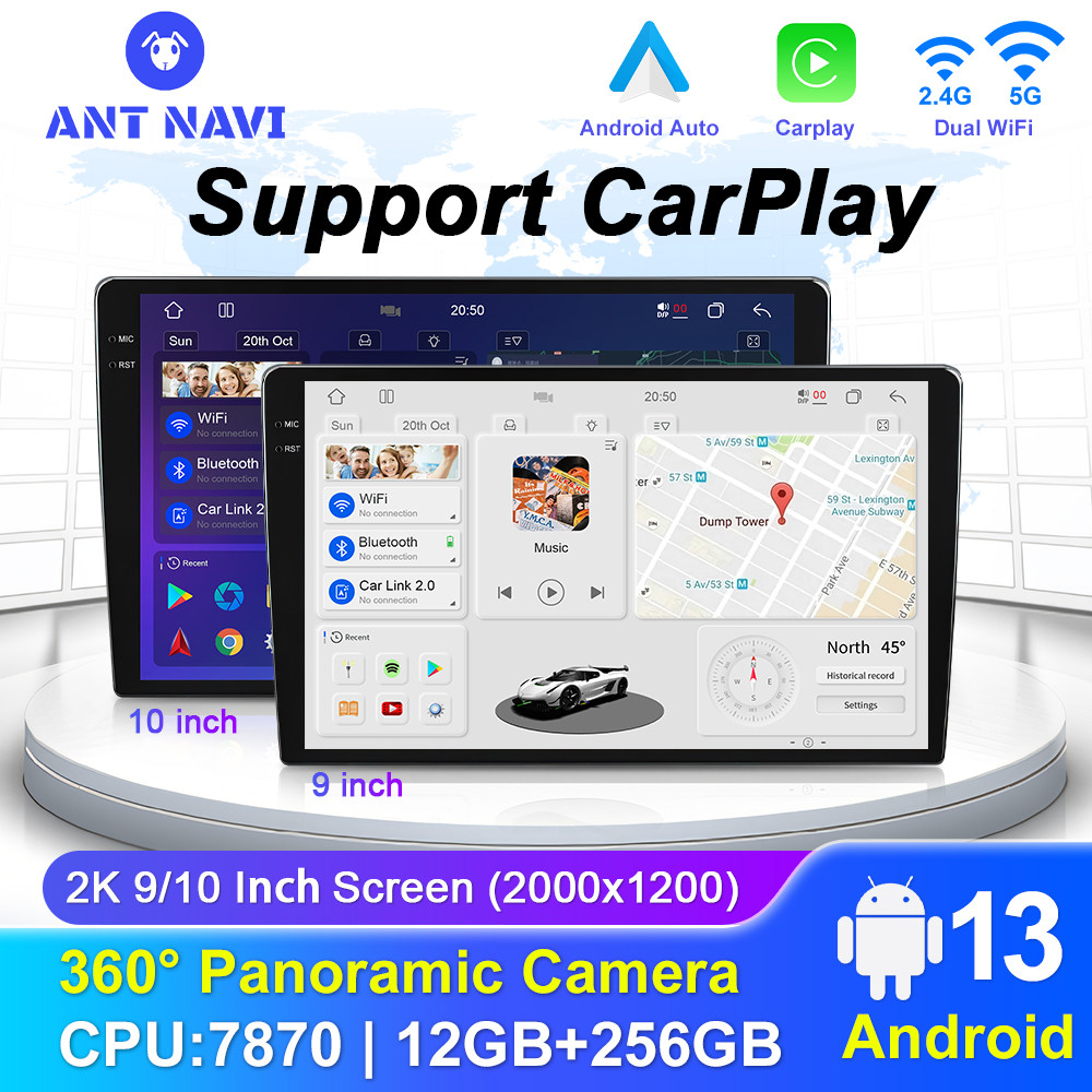 A7870 CarPlay With 360 Cameras 9 10 inch 2K Screen For Ford Peugeot Opel Honda Auto Car Multimedia P