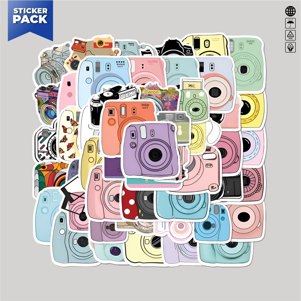 

[100PCS]Stiker Pack Stiker Cute Camera Vector [Kamera Polaroid] Aesthetic Vinyl Anti Air Dekorasi Sticker Laptop Buku Journal Koper Helm Casing HP Gitar Helm Skateboard