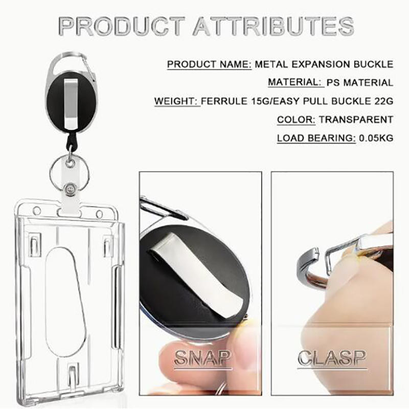 

Transparent ID Badge Holder With Reel - Employee Work Card Case Sleeve With Multiple Slot Organizer