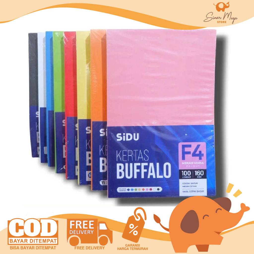 

SIDU Kertas Buffalo F4 160gr DIJUAL PAK Isi 100 Lembar - Sampul Jilid Warna Sinar Dunia Murah
