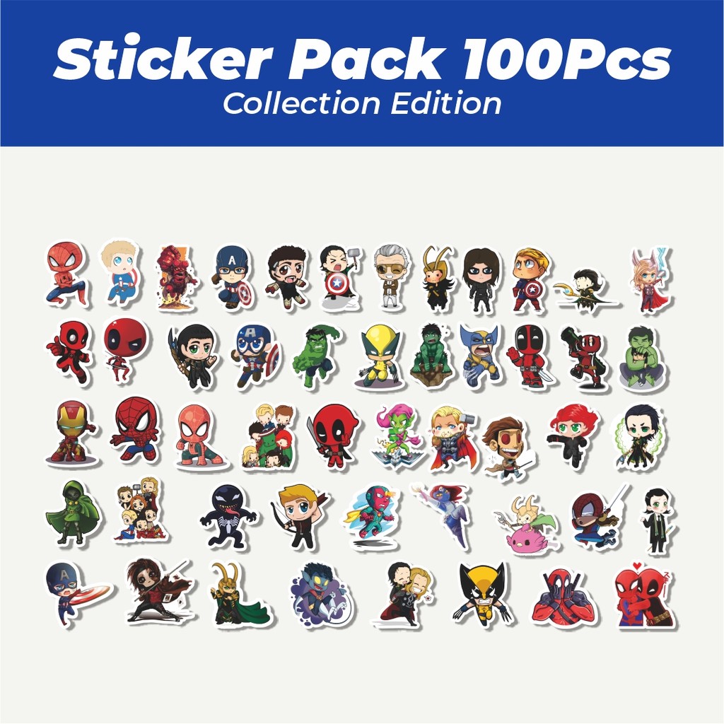 

Hot Stiker Marvel Series Chibi Character Mix Lucu Anti Air Stikers Berperekat Waterproof Sticker Decal Buat Motor Helm Buku Journal Koper Casing HP Laptop Botol Minum