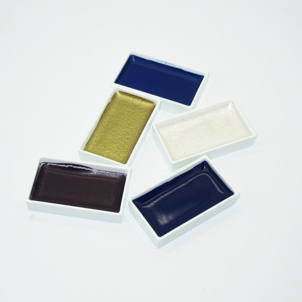 

ZIG Kuretake Watercolor Paints Solid Professional Painting Big Pan Gold Silver Blue Colors Japan