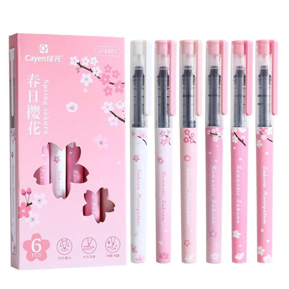 

6PCS/Set Replaceable Refill Gel Pen 0.5mm Black Ink Large-capacity Neutral Pen Quick-drying Signature Pens School Office