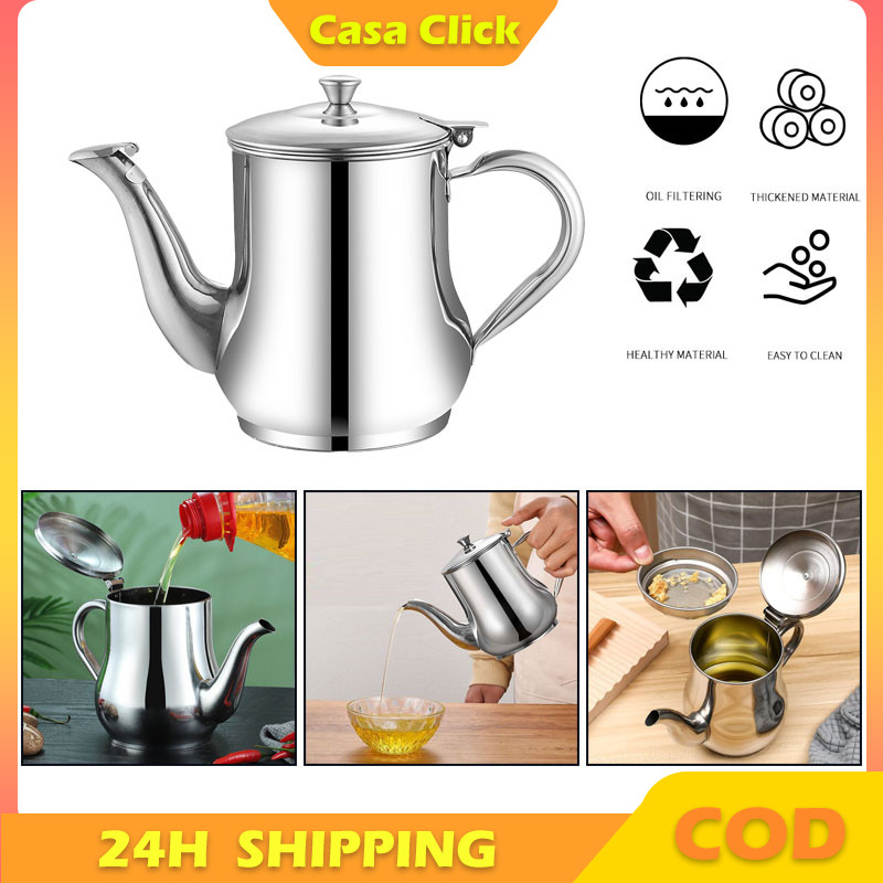 Oil Pot Teko Saringan Minyak 500ML Wadah Penyaring Minyak Goreng Stainless Anti Karat Angsa Jumbo