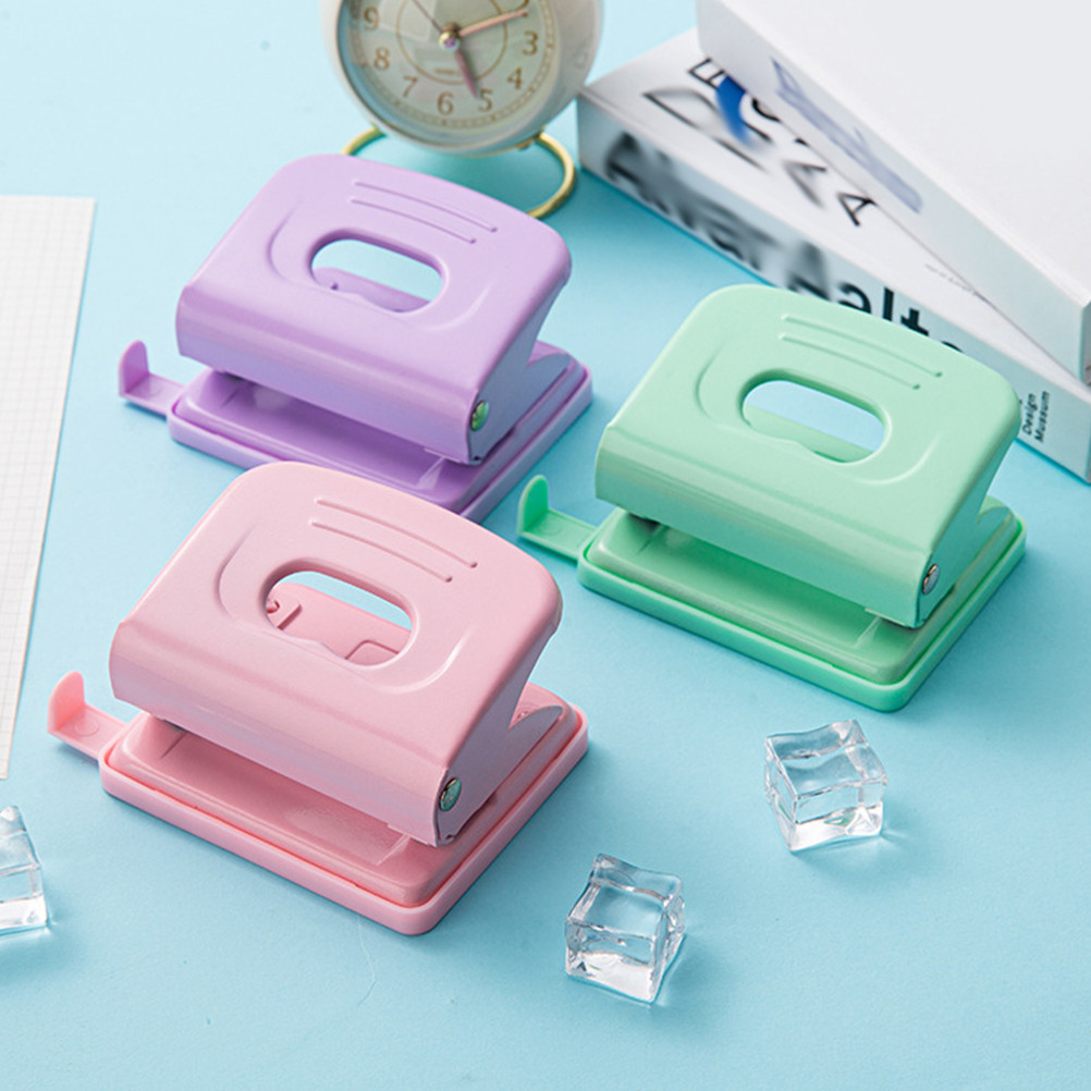 

2pcs Hole Puncher Rose Gold Loose Leaf Plastic Paper Binder Two Hole Punch for Office School Travel Adjustable Craft Project