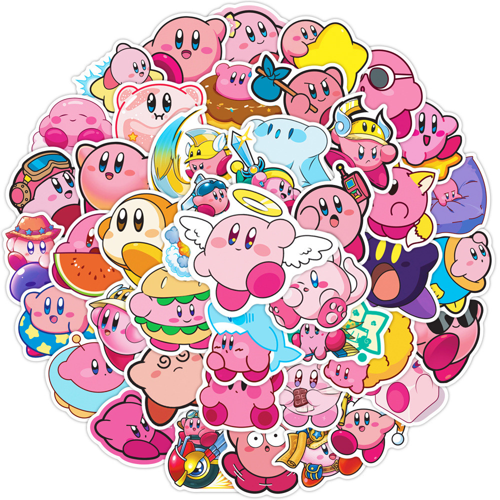 

50PCS Game Kawaii Kirby Stickers Decals Classic Toys DIY Phone Luggage Guitar Car Cartoon Graffiti Sticker Kids Gift