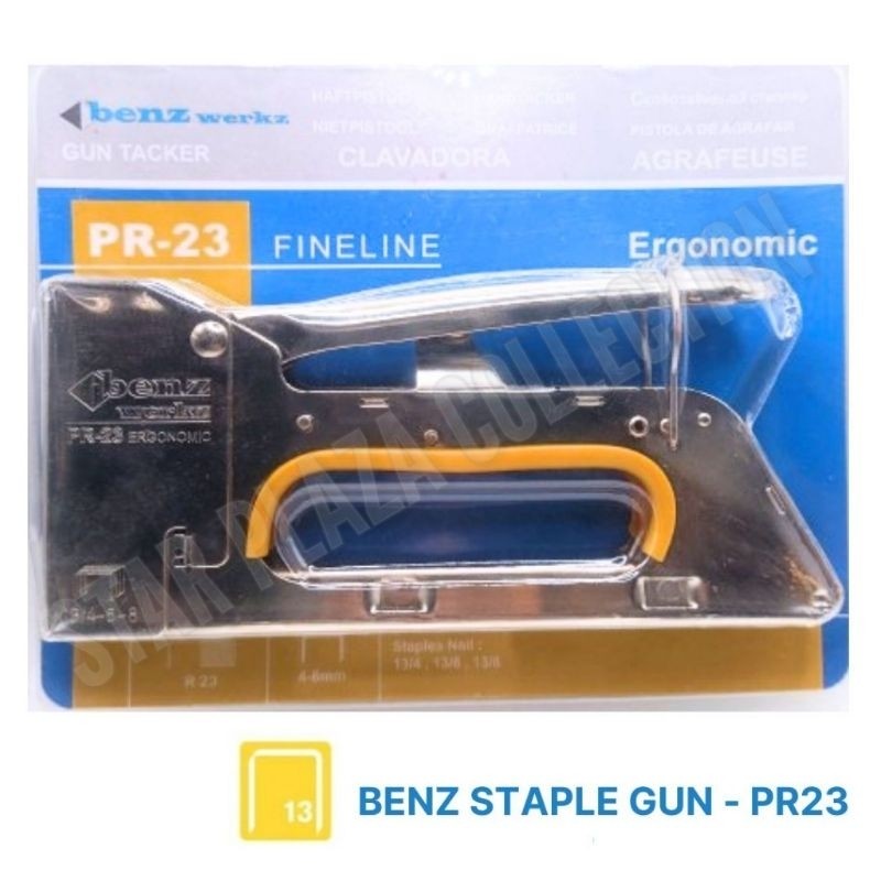 

BENZ WERKZ Staple Stapler Gun Tacker PR23 R23 - Alat Staples Hekter Gun Tembak Manual Murah (untuk Pengerjaan Sofa, Jok Motor, Kursi, Laminating, Dekorasi)