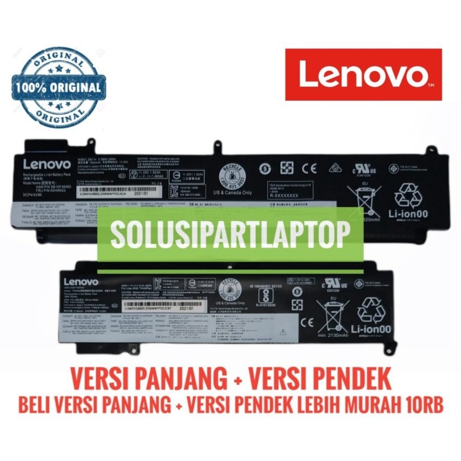 Baterai Thinkpad Battery Compatible T460s T470s Original