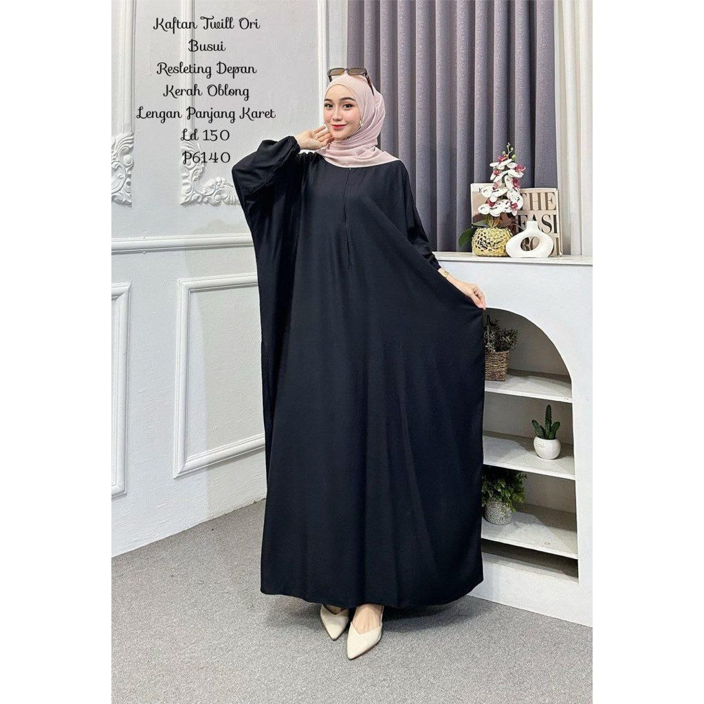 FUJA.ID Kaftan Abaya Polos Warna Burgundy Twill Ori Baju Kelelawar Kaftan Wanita Kaftan Dress Abaya 