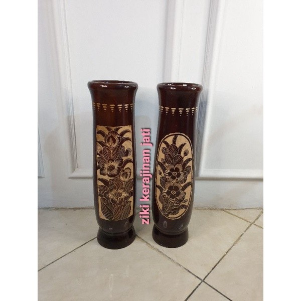 Vas Leher Besar ( SN ) Kayu Jati Natural Cukit