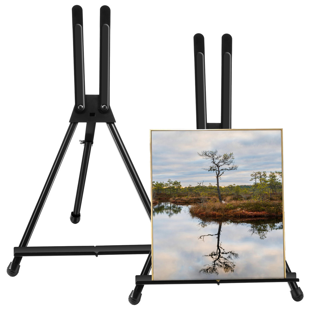 

2Pcs Aluminium Alloy Art Painting Easel Foldable Anti Slip Metal Small Stand for Display Book Photo Wedding Sign Art Photograph