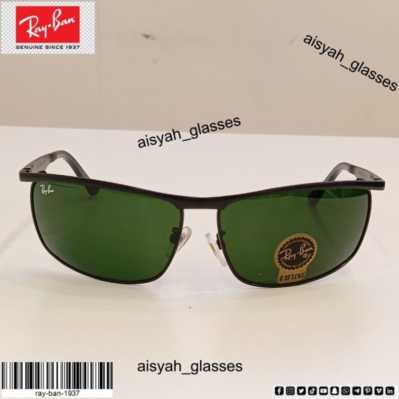 (COD) Kacamata Hitam R**BN Rb 3462 model sport frame gan [hitam ke silver] carbon size (68)