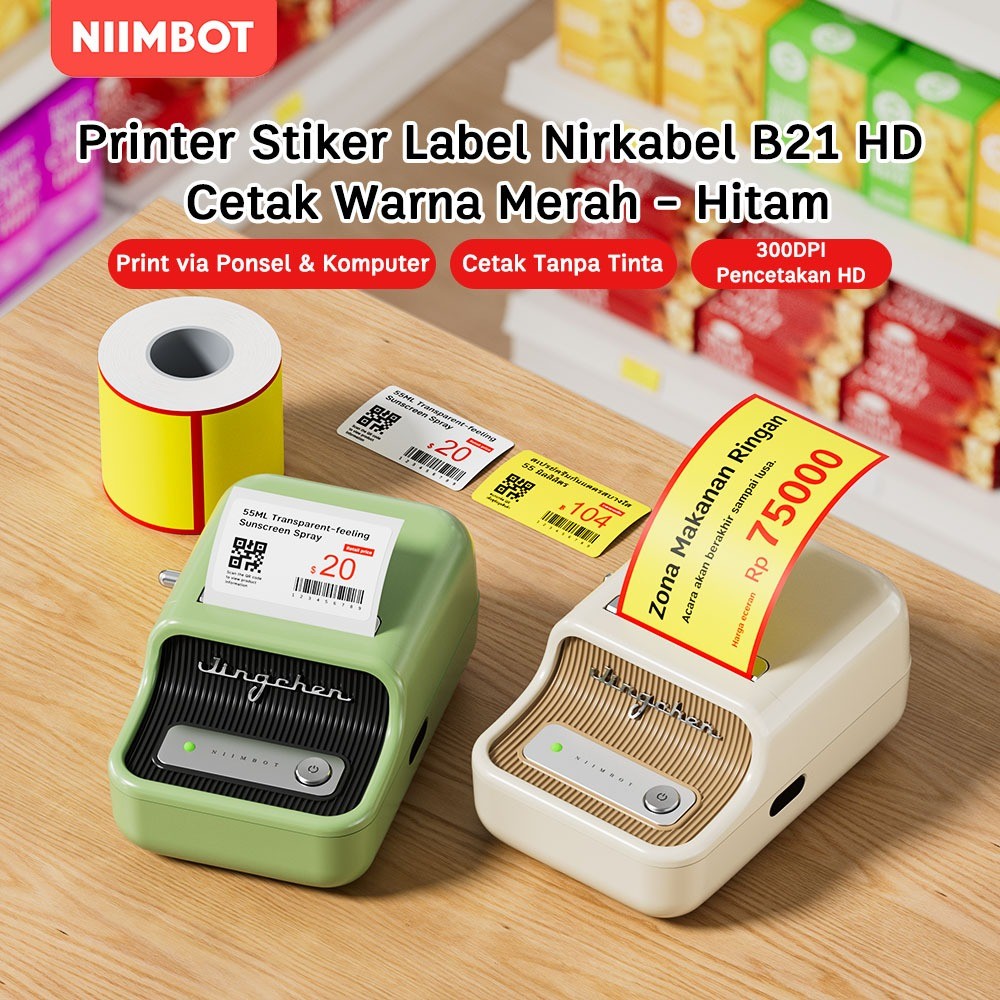 

NIIMBOT B21 B1 Pencetak Label Termal, Printer Label Portabel Bluetooth Tanpa Tinta dengan