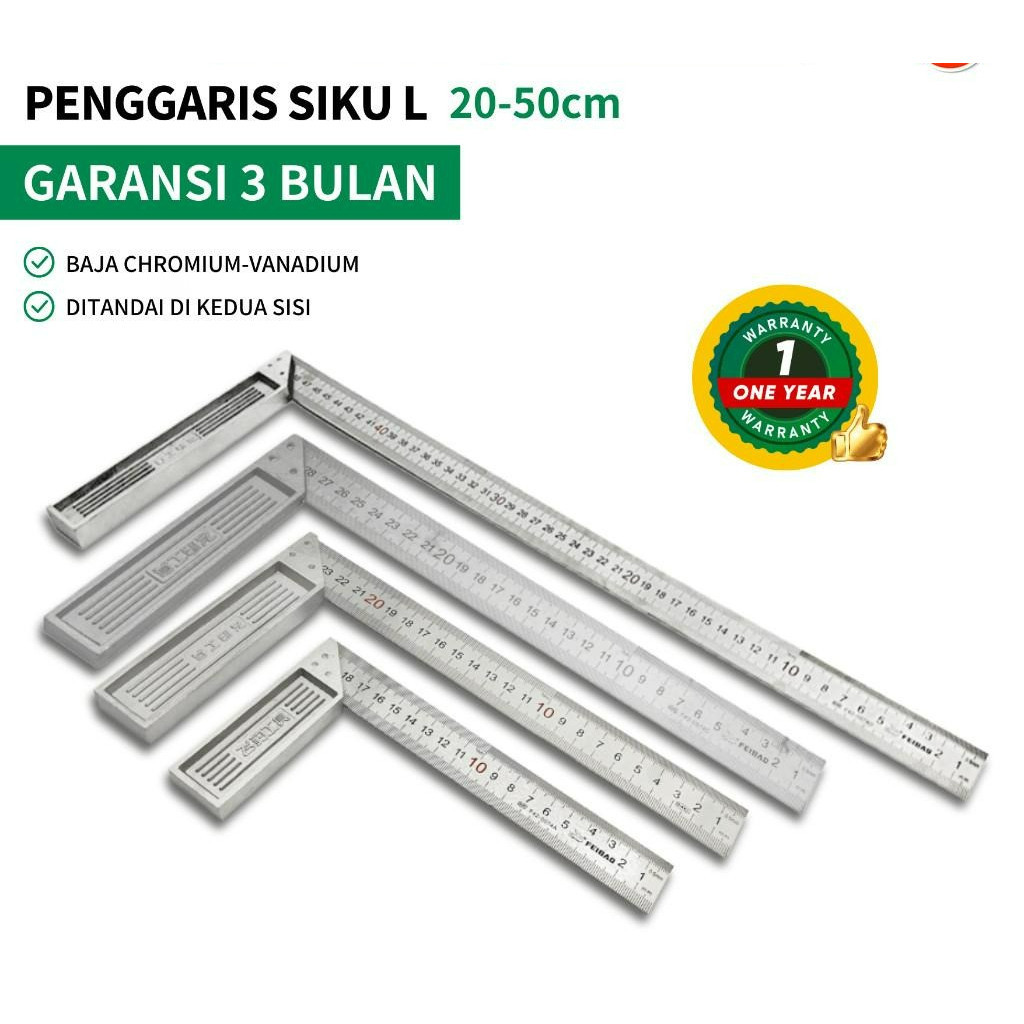 

Penggaris Siku L Baja 20cm - 30cm | Alat Ukur Siku Tukang Bangunan Akurat dan Kuat/Feibao