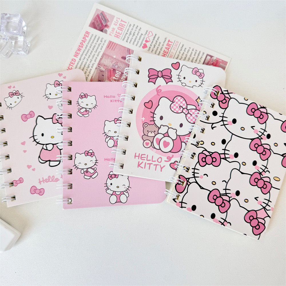 

4pcs/Set Cartoon Cute Hello Kitty A7 Notebook Kawaii Coil Book Student School Stationery Homework Book Children Girl Reward Gift