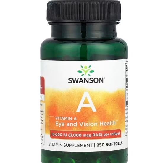 Swanson Vitamin A 10.000 IU (3000mcg RAE), 250 Softgels ORI 100% USA