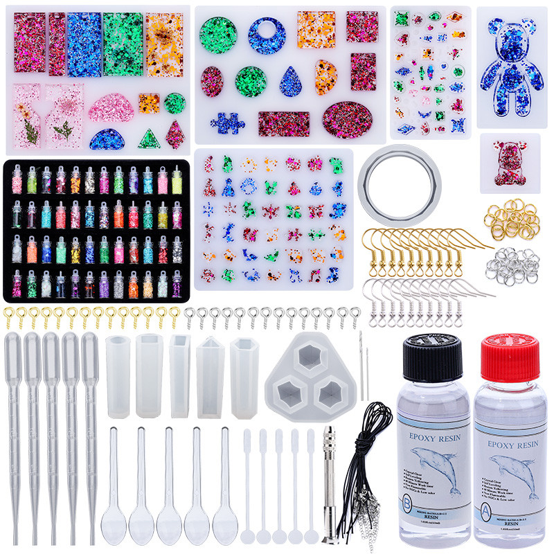 

Epoxy Resin Silicone Molds Starter Kit All in One Office Home Decor Art Clear Craft Jewelry Making Kit for Keychain Necklace DIY