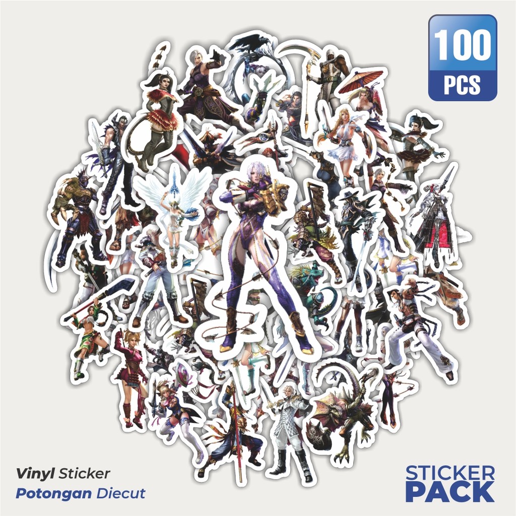 

Super Hemat! 100 PCS Stiker Game Series Soulcalibur Character Mix 1 Waterproof Aesthetic- Untuk Laptop, Motor, dan Helm - Paper Stationery Pack