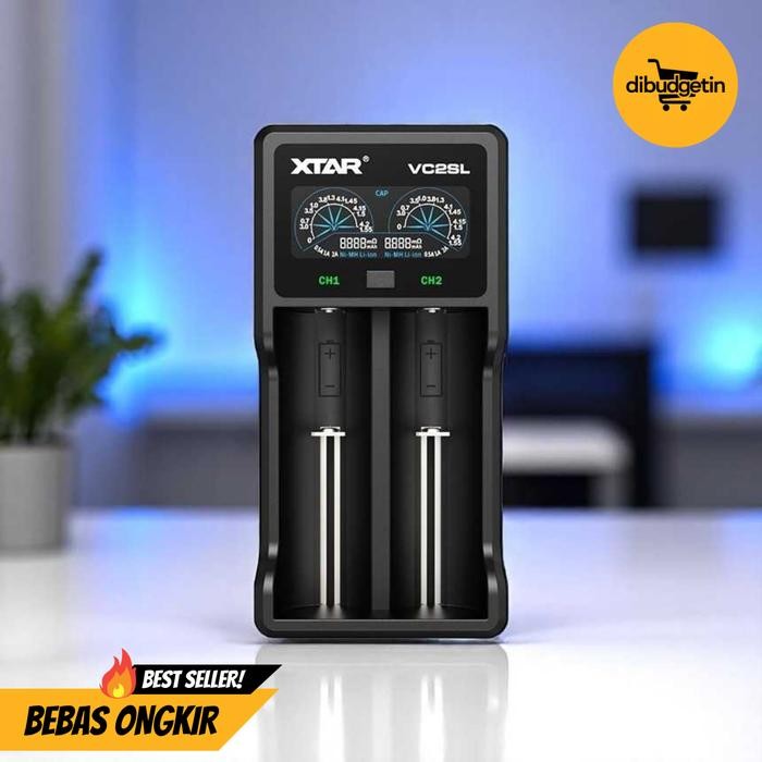 XTAR Charger Baterai 2 Slot AA AAA 18650 Li-Ion Ni-MH LCD Power Bank - VC2SL