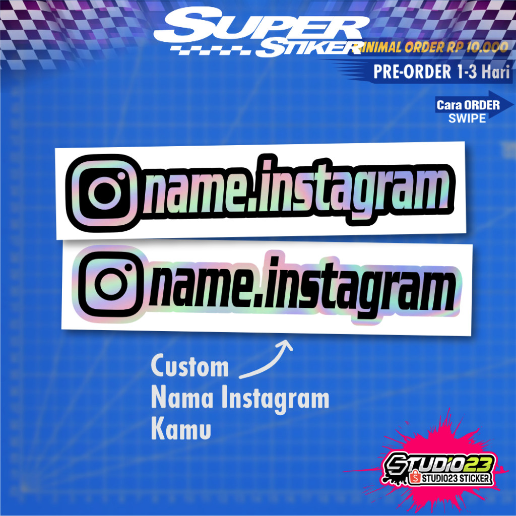 

Stiker Cutting nama ID Instagram Custom Hologram