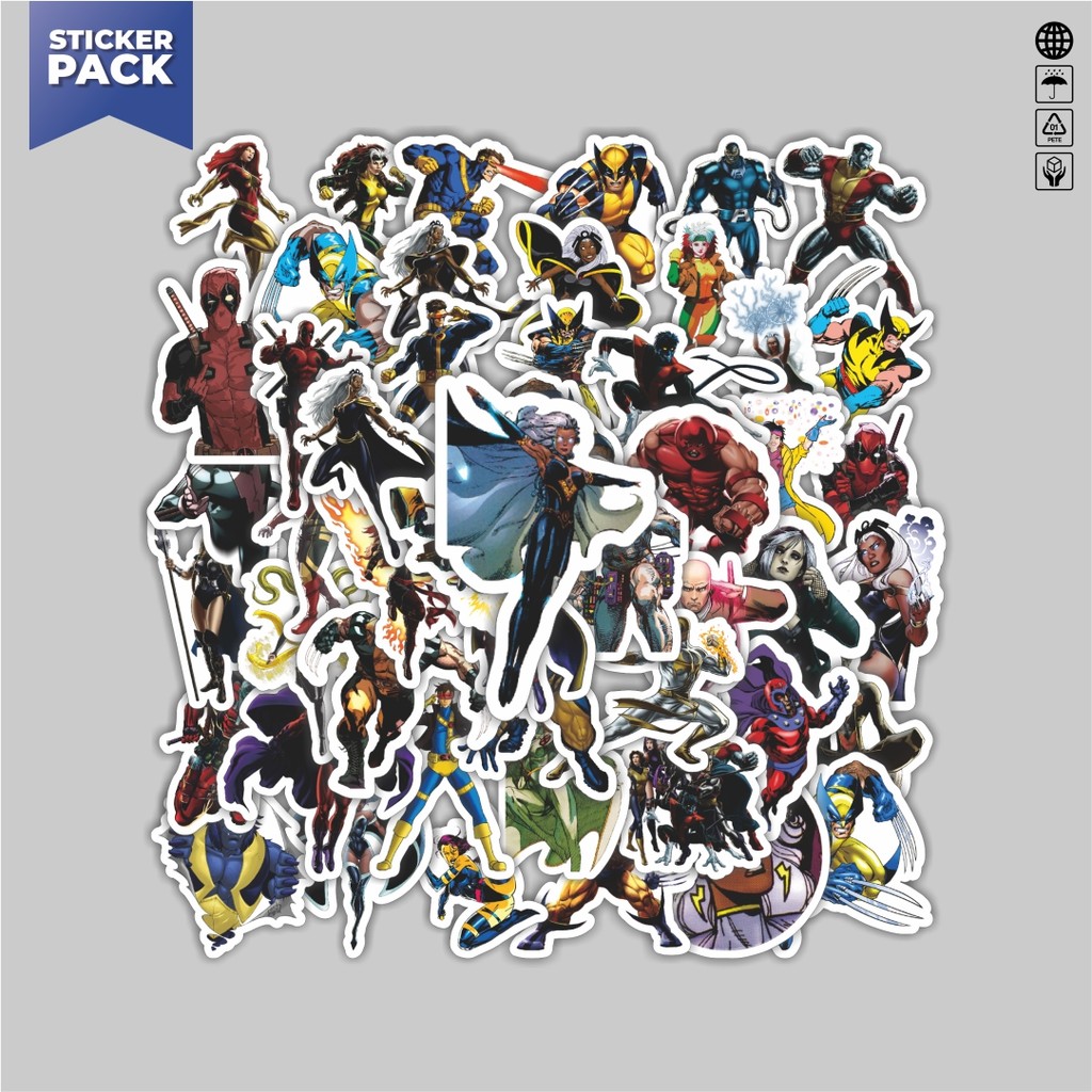 

[100PCS]Stiker Pack Stiker Marvel Series X-MEN Character Mix Aesthetic Vinyl Anti Air Dekorasi Sticker Laptop Buku Journal Koper Helm Casing HP Gitar Helm Skateboard