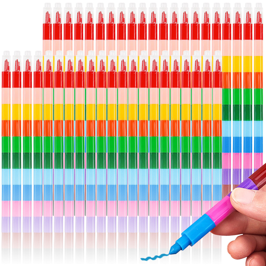 

6pcs 12 Colors Building Block Crayons Children Graffiti Pens Drawing Painting Stationery Suit for School Students Gifts for Kids