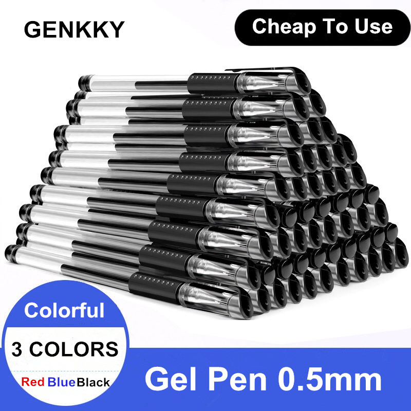 

GENKKY Gel Pen Stationery Store European Standard School Supplies Red Blue Black Gel Pen And Neutral Pen 0.5mm Carbon Pens