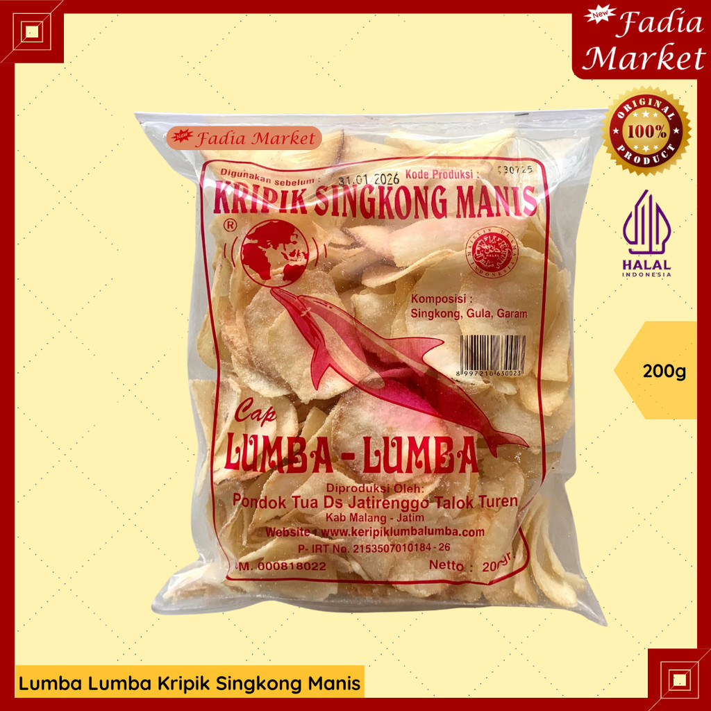 

Lumba Lumba Kripik Keripik Singkong Pohong Manis 200g